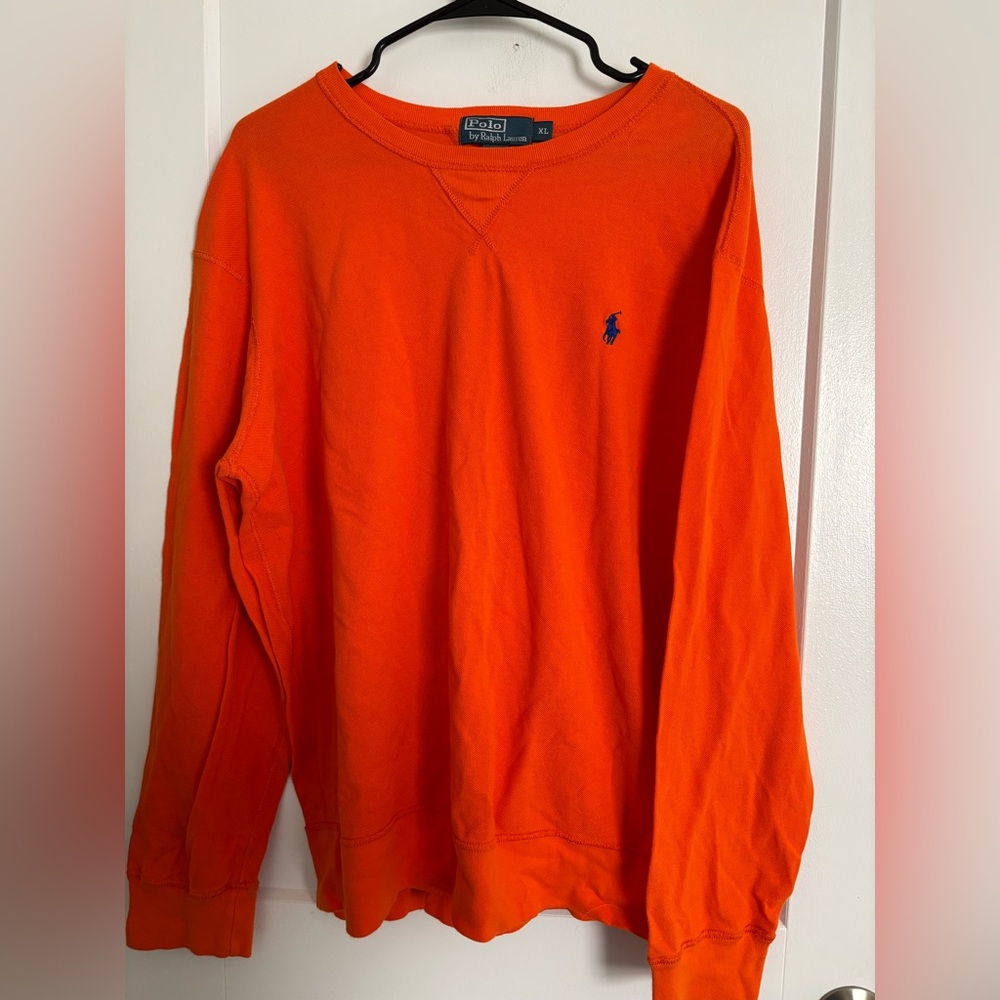 Polo by Ralph Lauren Men's Bright Orange Crewneck Sweater